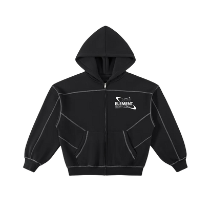 Contrast-Stitched Zip Hoodie