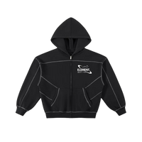 Contrast-Stitched Zip Hoodie