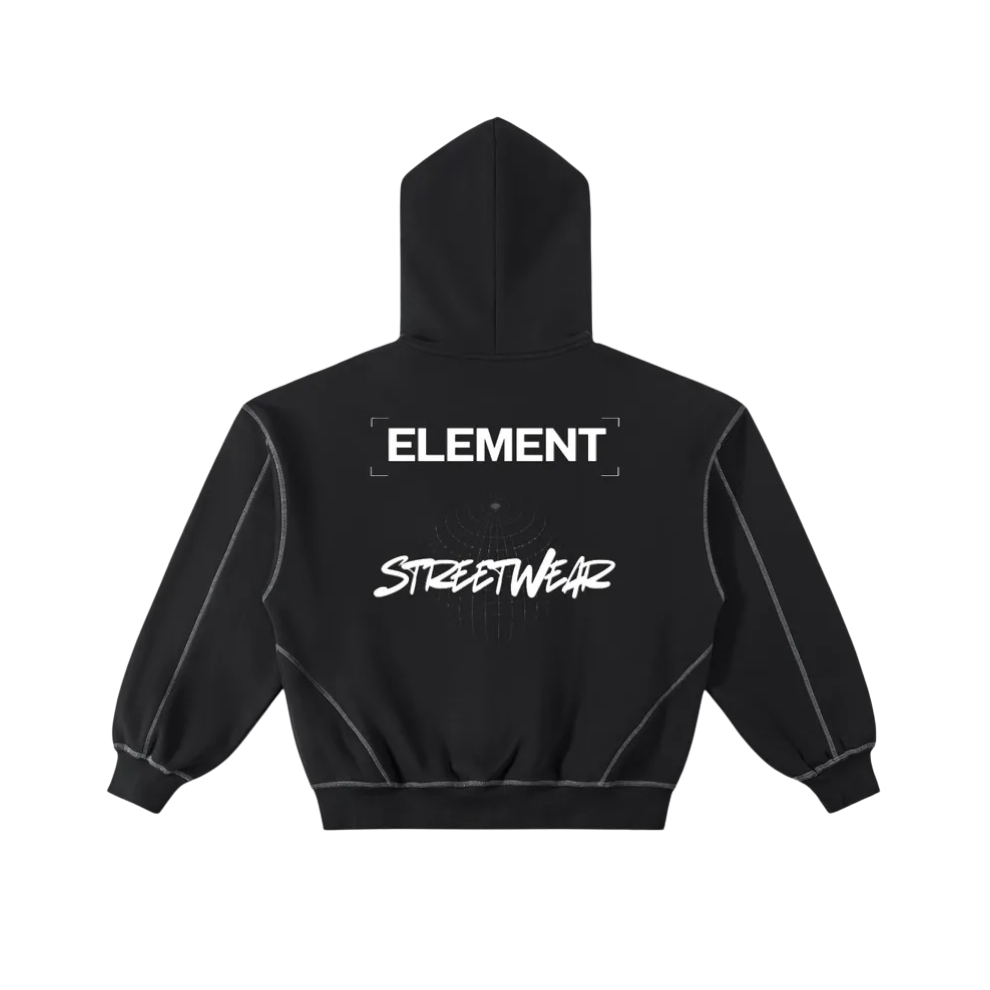 Contrast-Stitched Zip Hoodie