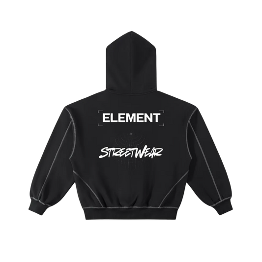 Contrast-Stitched Zip Hoodie